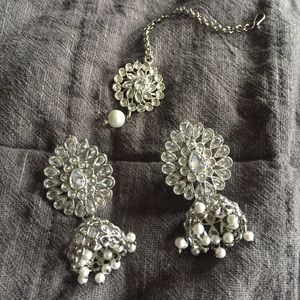 Jhumka Earrings and Forehead Tikka Jewelry Set
